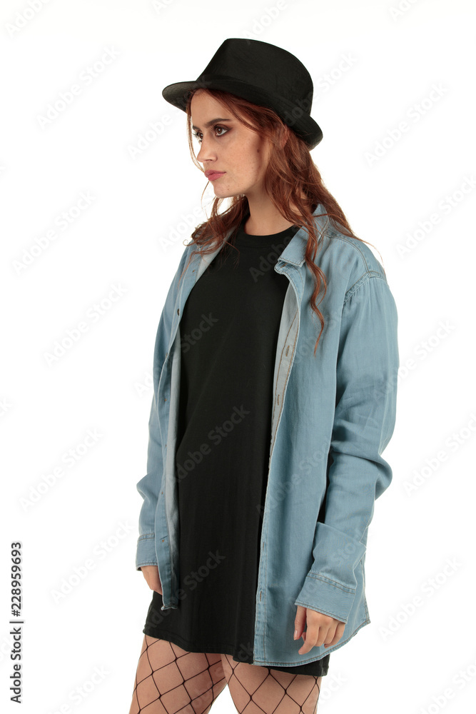 Blank t-shirt mock-up - Grunge, rock punk girl ready for your design Blank t-shirt mock-up - Grunge, rock punk girl ready for your design
