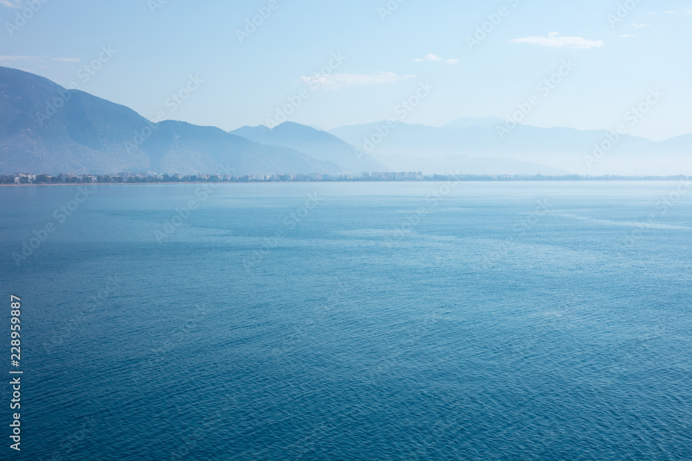 Walk on the yacht by the blue sea. Magnificent sea tour and beautiful sea landscape