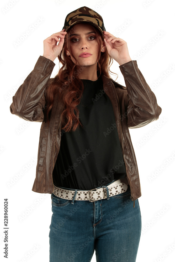 Blank t-shirt mock-up - Grunge, rock punk girl ready for your design Blank t-shirt mock-up - Grunge, rock punk girl ready for your design