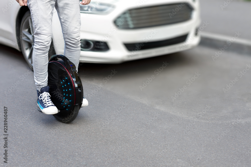 Future is now concept. Ecological transport. Black modern futuristic