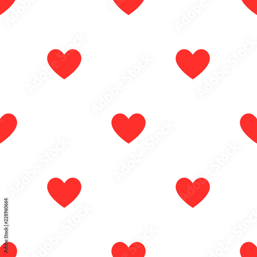 background white with heart shape red color seamless pattern vector