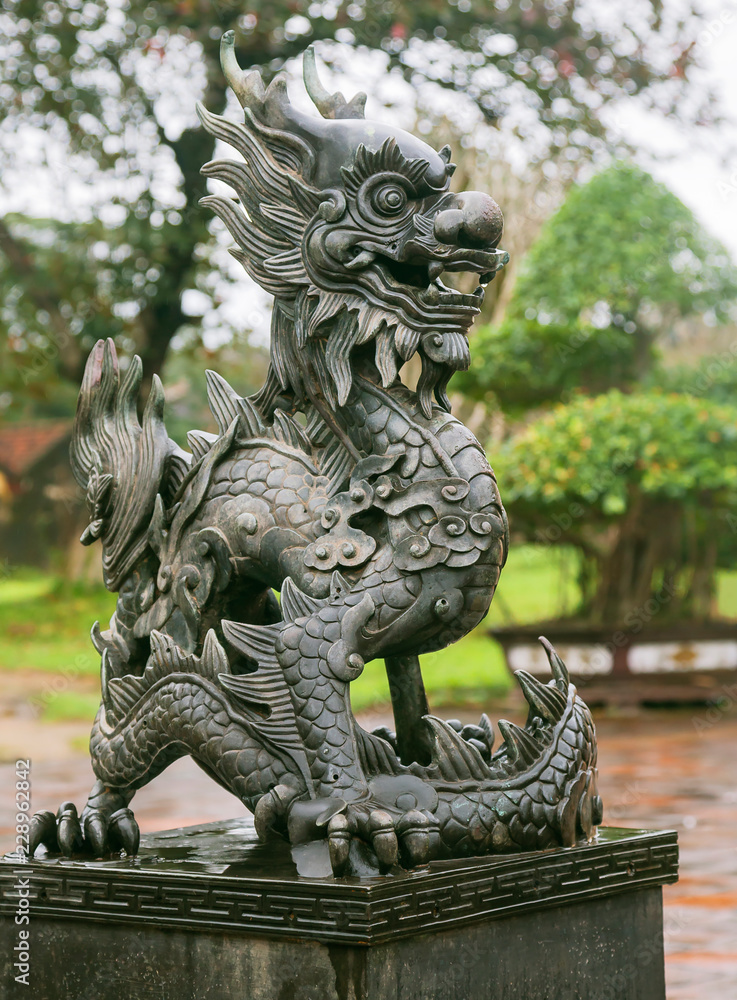 Dragon sculpture in Imperial City in Hue, Vietnam Dragon sculpture in Imperial City in Hue, Vietnam