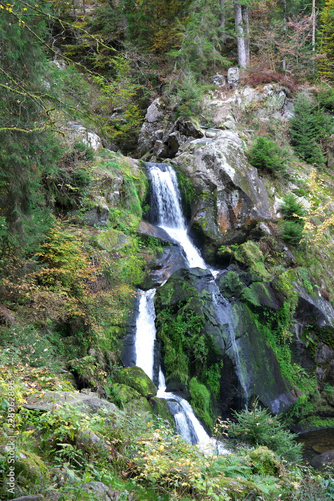 TBaden-Wurttemberg, Germany-October 12, 2018: Triberger Waterfall, the highest waterfall in Germany, in Black Forest