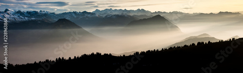Evening panorama from Rigi summit, Switzerland
