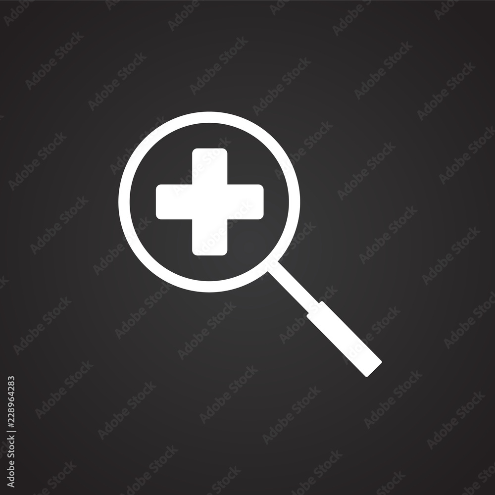 Fototapeta premium Medical search on black background icon
