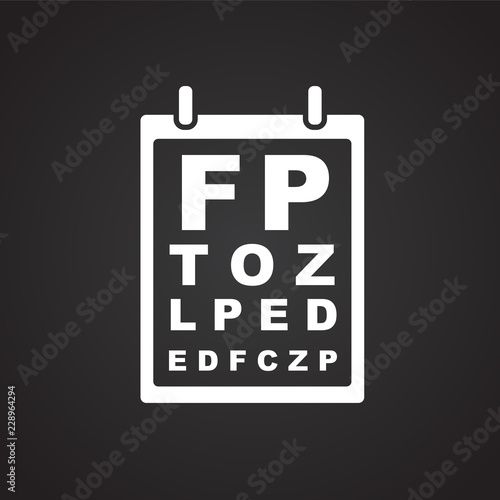 Vision test table on black background icon