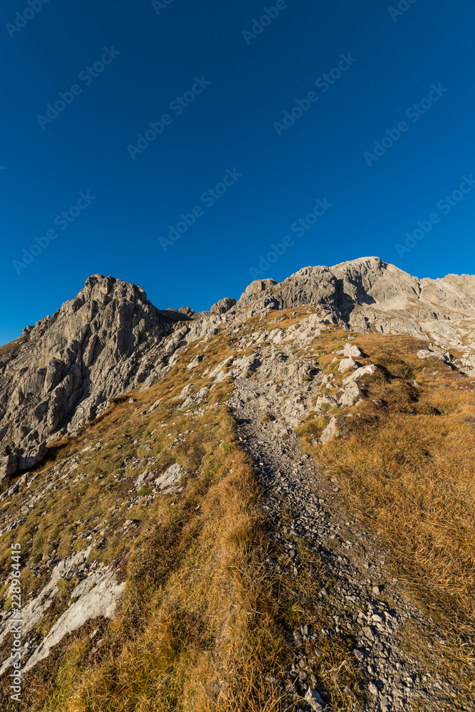 Colorful Autumn Mountain Landscape Panorama Views At Hochstadel In The Lienz Dolomites Between East Tyrol & Carinthia