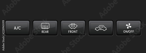 Car dashboard black buttons