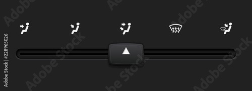 Car dashboard black slider. Auto air conditioner air flow direction selector. Up and down level
