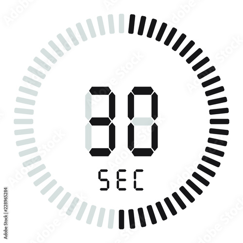 The digital timer 30 seconds. electronic stopwatch with a gradient dial starting vector icon, clock and watch, timer, countdown symbol.