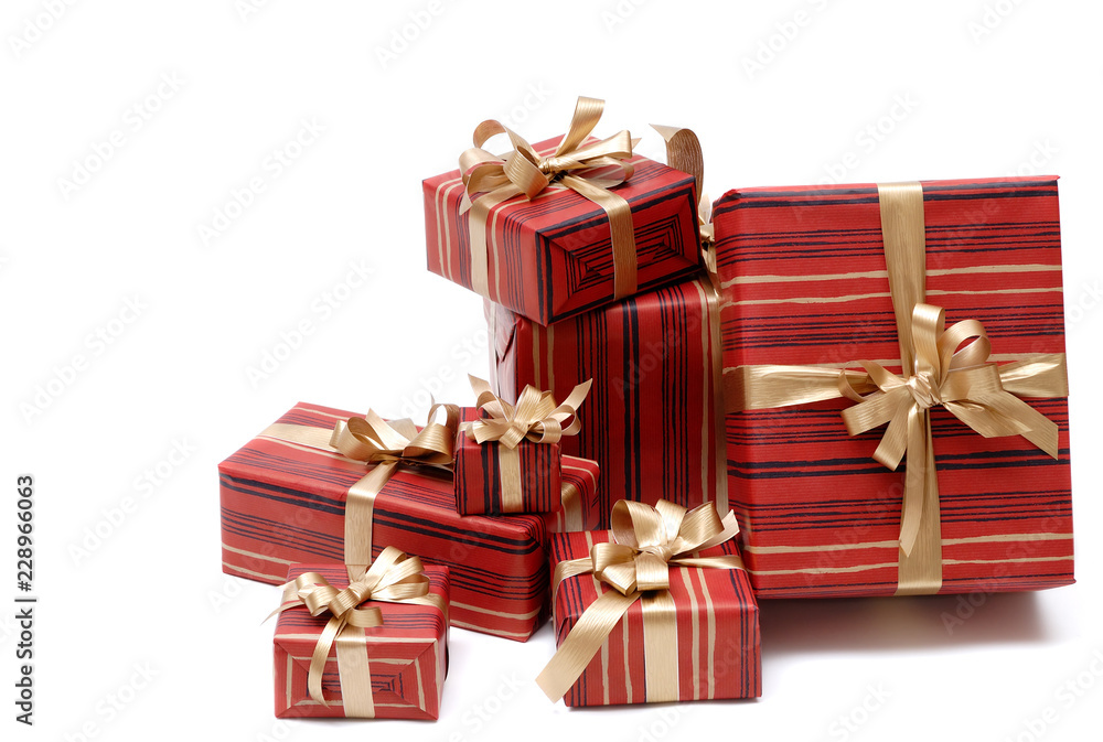 Fototapeta premium Christmas gifts on a white background