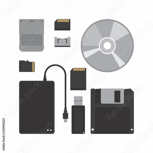 Data storage icon vector set.