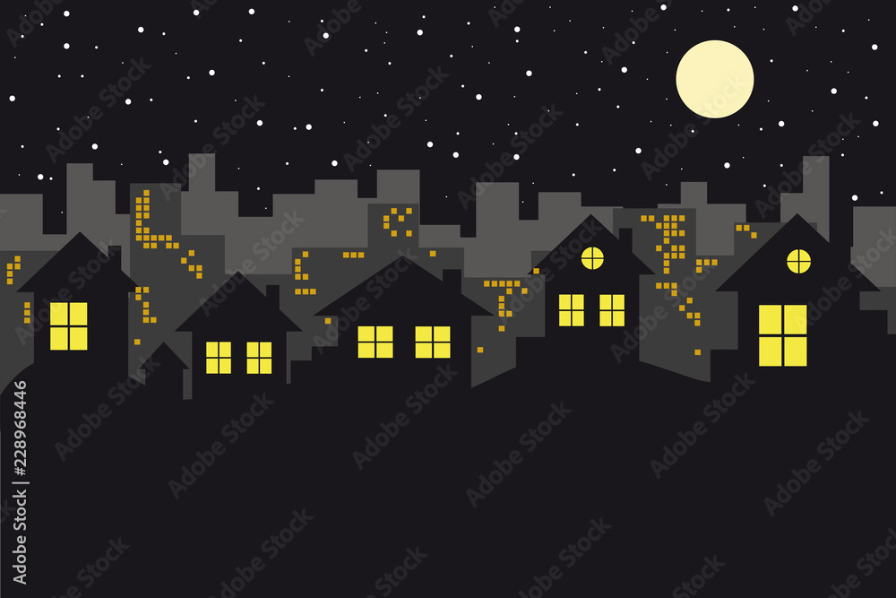 Naklejka premium cityscape skyline at night