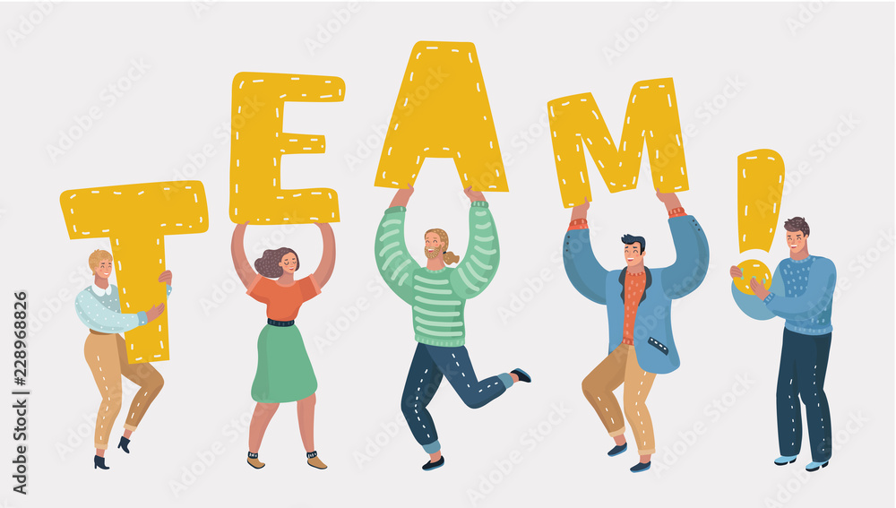 People holding in hands letters of word TEAM People holding in hands letters of word TEAM