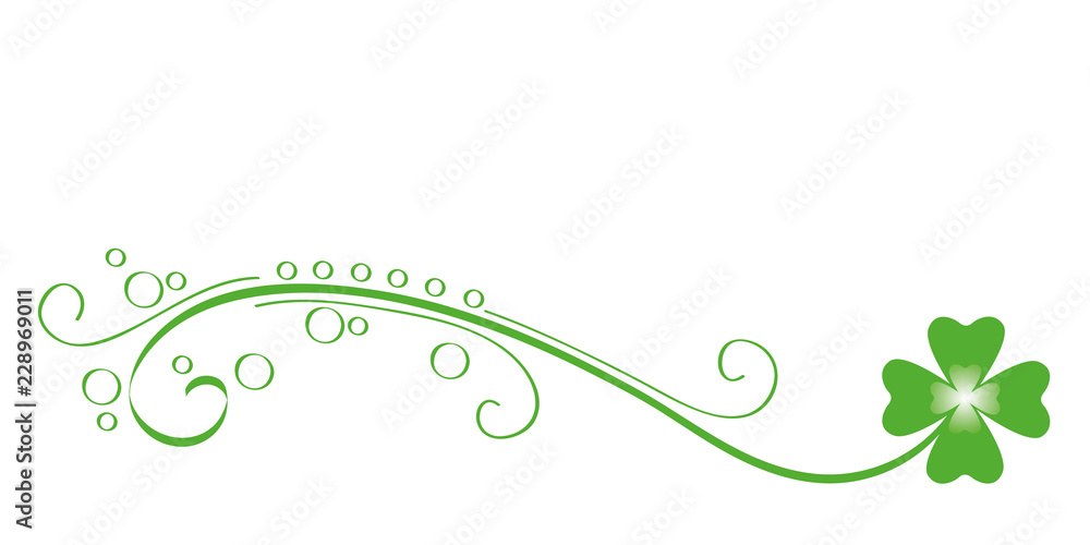 green tendril four leaf clover - obrazy, fototapety, plakaty 