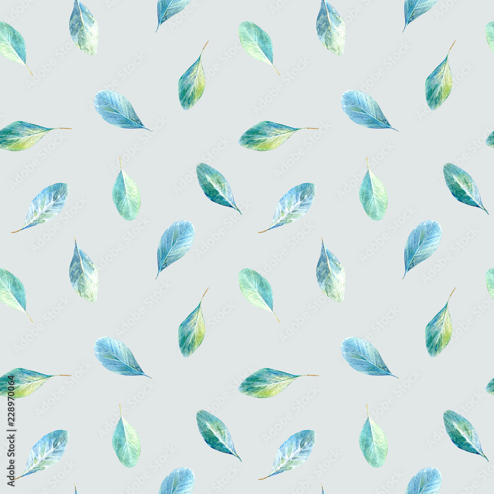 Fototapeta premium Floral seamless pattern.Eucalyptus branches.Image for fabric, paper and other printing and web projects.Watercolor hand drawn illustration.Gray background.