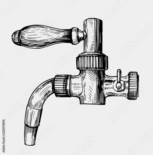 Beer tap. Hand drawn illustration converted to vector