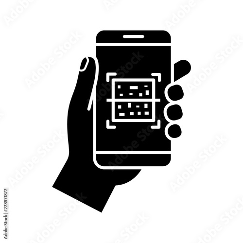 QR code smartphone scanner glyph icon