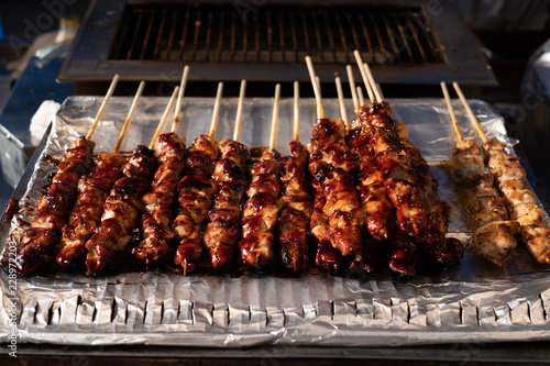 Asian style grilled pork street food