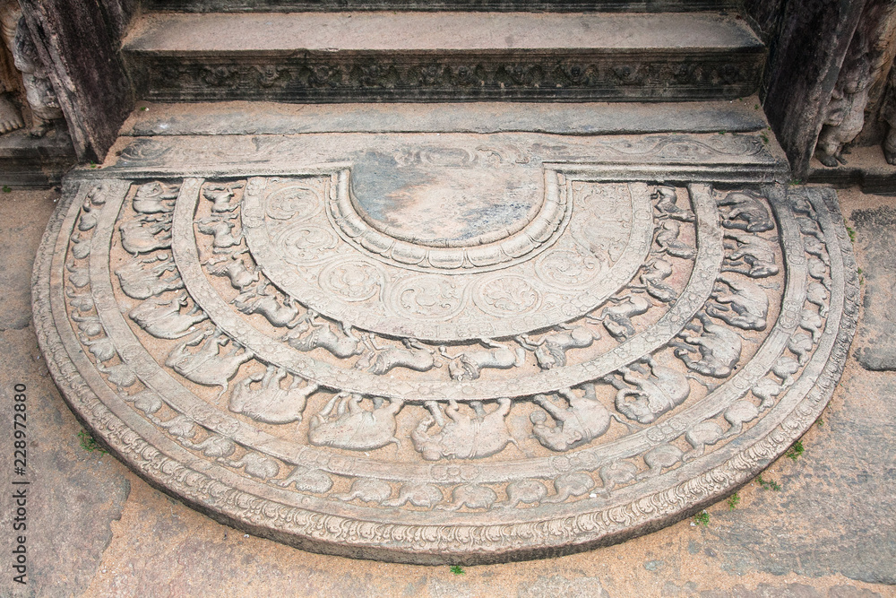 Stone ornaments at Vatadage ancient structure the Polonnaruwa Kingdom