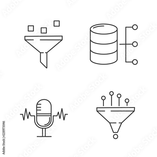 Machine learning linear icons set