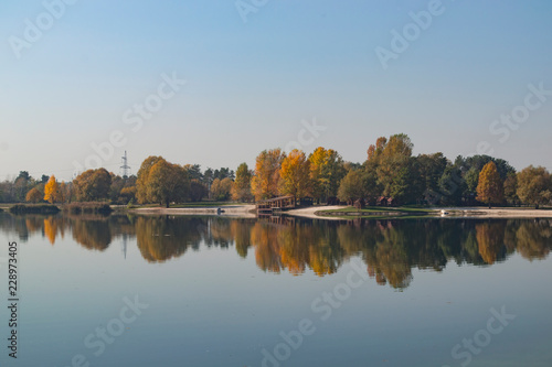 Beautiful autumn landscape at lake.