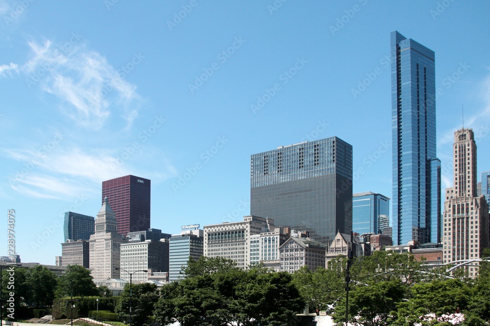 Chicago, Maggie Daley Park, Illinois, skyline, city, architecture, water, cityscape, building, panorama, urban, skyscraper, buildings, downtown, business, skyscrapers, 