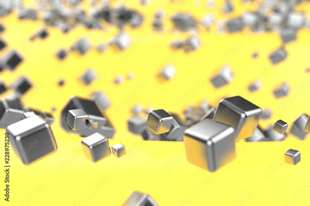 Fototapeta premium Silver or white gold platinum blocks cubes over light yellow wave background. Modeling 3d illustration. wealth rich mining bitcoin concept . Money growing business finance success clipart