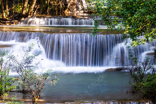 Landscape photo  Huay Mae Kamin Waterfall Amazing waterfall in wonderful autumn forest  beautiful waterfall in rainforest at Kanchanaburi province  Thailand