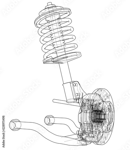 Car suspension with shock absorber