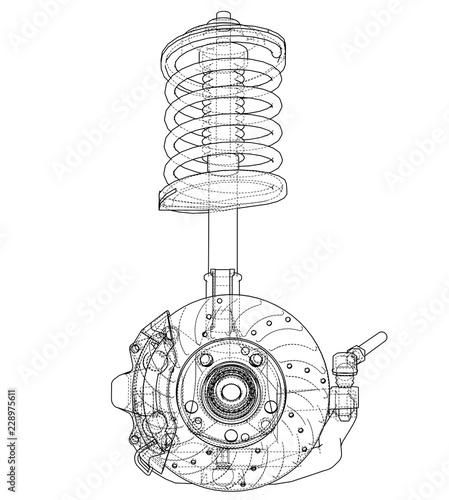 Car suspension with shock absorber