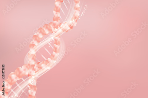 science concept, pink DNA background with space for text, vector illustration.