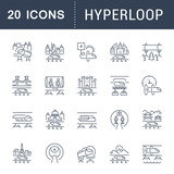 Set Vector Line Icons of Hyperloop.