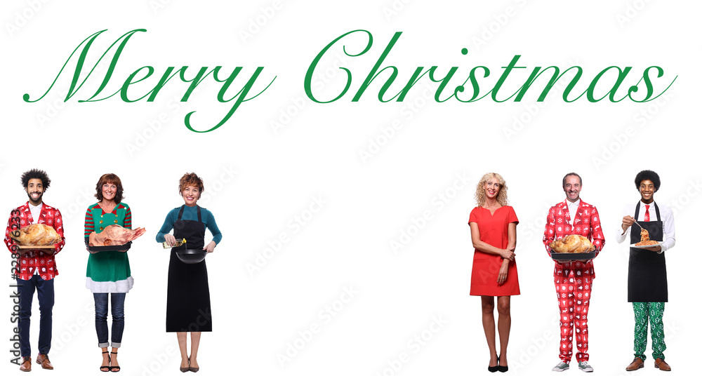 Group of people saying merry christmas Group of people saying merry christmas