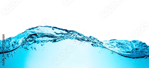 Blue water wave with bubbles close-up background texture isolated on top. Big size large photo.