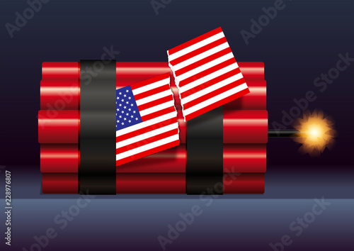 élection, américaine, 2018, dynamite, drapeau, américain, politique, USA, division, électeur, électorat