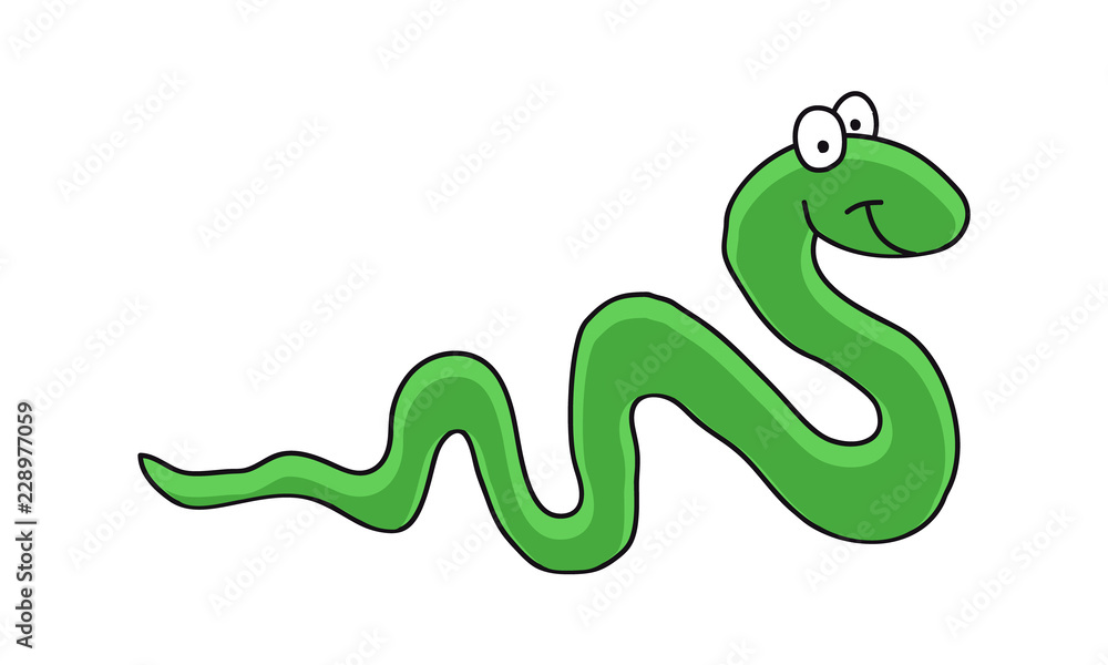Cartoon illustration of a cute smiling green snake, eps10 vector Cartoon illustration of a cute smiling green snake, eps10 vector