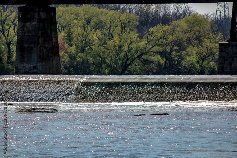 Small Dam in the Grand River, Caledonia Ontario, Canada