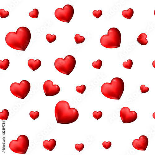 Seamless pattern with red hearts. Vector illustration