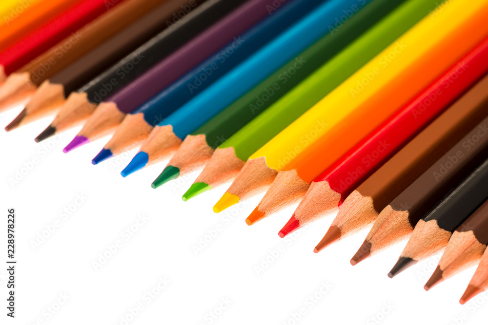 Colored pencils on isolated on white background Colored pencils on isolated on white background