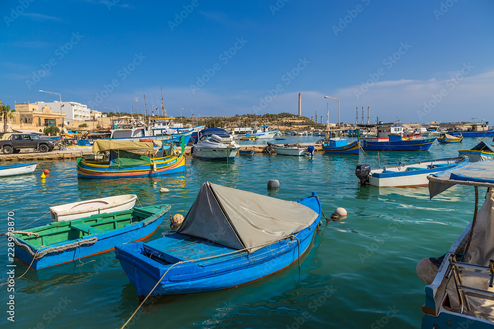 Marsaxlokk, Malta. Boats in the harbor