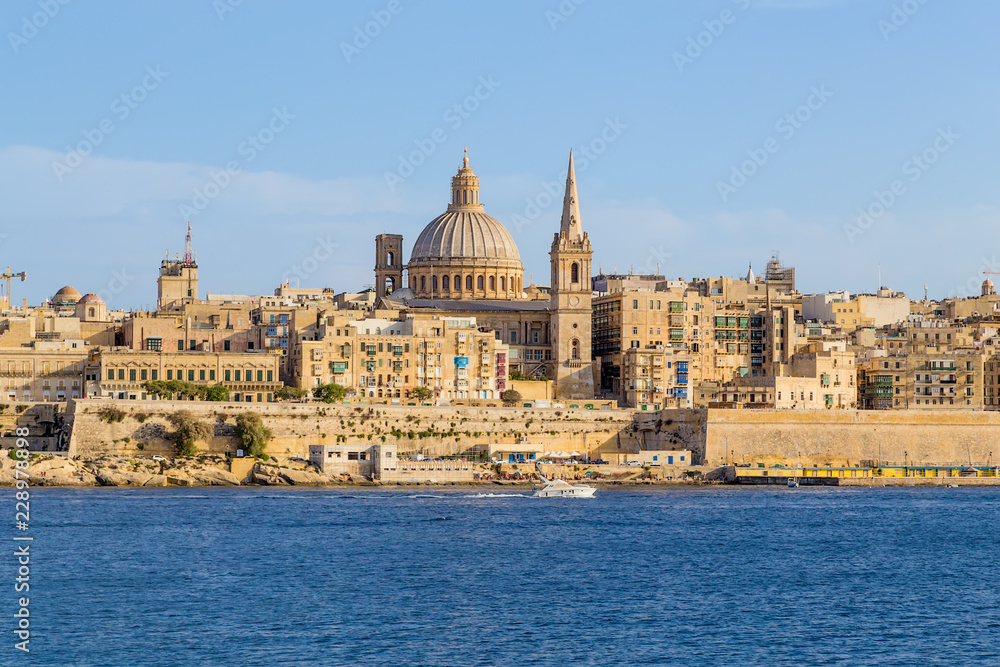 Valletta, Malta. Scenic view of the city at sunset