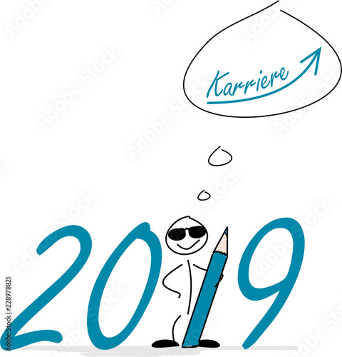 Cooles Strichmännchen mit Gedanken an die Karriere für 2019