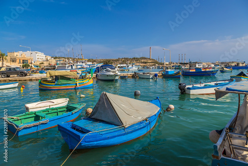 Marsaxlokk  Malta. Boats in the harbor