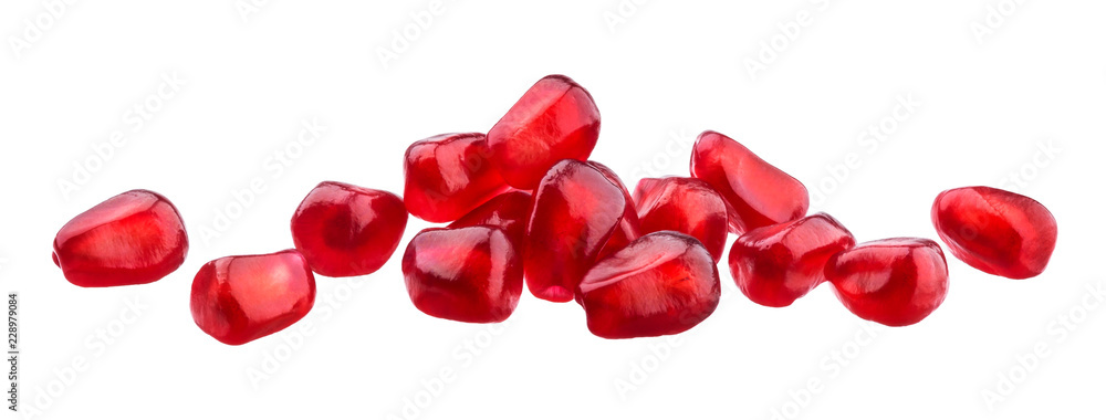 Pomegranate seeds isolated on white background Pomegranate seeds isolated on white background