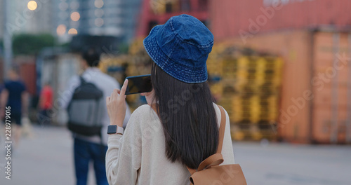 Photography Woman visit the tourist attraction and look around