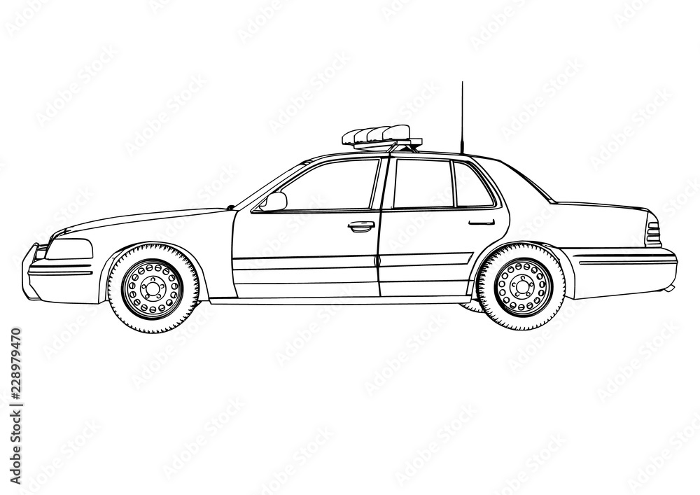 police car sketch vector
