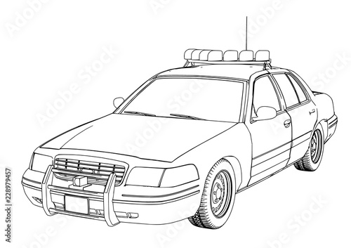 police car sketch vector