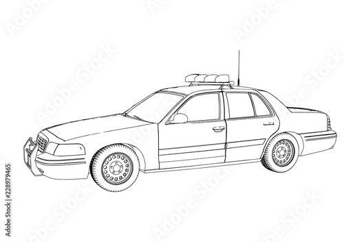 police car sketch vector