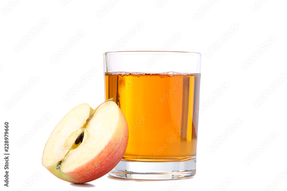 Red apples with juice isolated on white Red apples with juice isolated on white